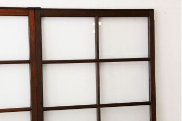 昭和レトロ　古い木のダイヤガラス引き戸3枚セット(アンティークガラス戸)