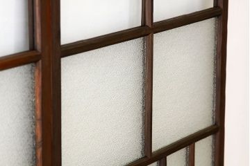 昭和レトロ　古い木のダイヤガラス引き戸3枚セット(アンティークガラス戸)