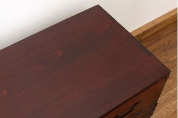 アンティーク家具　古民具・骨董　重厚な鉄脚付き希少な村上箪笥ローボード(チェスト・時代箪笥)
