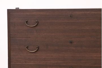 アンティーク家具　☆アンティーク　古い桐材鉄脚付き　5丁引き出し重ねチェスト(箪笥アイアン、桐箪笥、桐たんす)