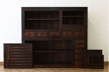 古民具・骨董　極上美品!京都産のぼり付き一間水屋箪笥(食器棚)