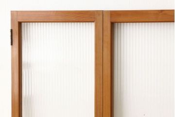 昭和レトロ　シンプルなモールガラス観音扉窓セット?