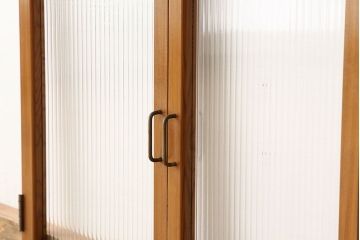 昭和レトロ　シンプルなモールガラス観音扉窓セット?