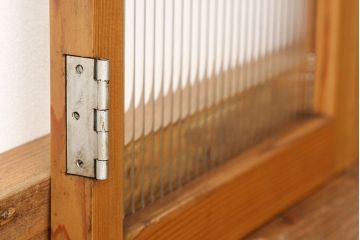 昭和レトロ　シンプルなモールガラス観音扉窓セット?