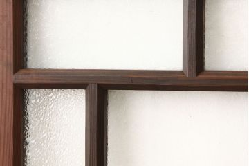 アンティーク　ダイヤと結霜ガラス入りシックなガラス戸2枚セット(引き戸・窓)