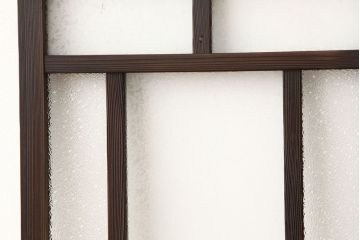 アンティーク　ダイヤと結霜ガラス入りシックなガラス戸2枚セット(引き戸・窓)