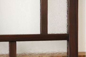 アンティーク　ダイヤと結霜ガラス入りシックなガラス戸2枚セット(引き戸・窓)
