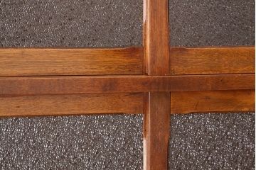 アンティーク家具　☆アンティーク　古い木の作業台付きダイヤガラス食器棚