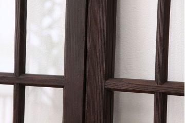 アンティーク　素敵なデザインの銀モールと色ガラス入り引き戸2枚セット?(ガラス戸・窓)