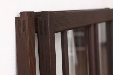 アンティーク　素敵なデザインの銀モールと色ガラス入り引き戸2枚セット?(ガラス戸・窓)