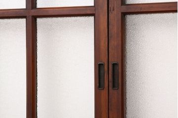 アンティーク　古い木の細身なダイヤガラス戸4枚セット(引き戸)