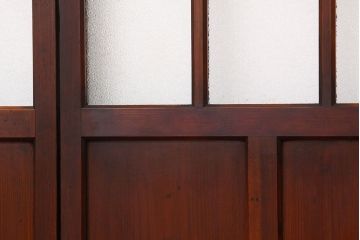 アンティーク　古い木の細身なダイヤガラス戸4枚セット(引き戸)