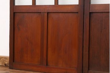 アンティーク　古い木の細身なダイヤガラス戸4枚セット(引き戸)