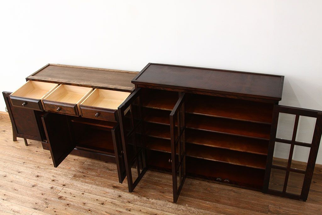 中古　北海道民芸家具　食器棚HM165定価42万円(収納棚)