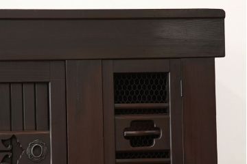アンティーク家具　古民具・骨董　重厚な二段重ね四尺水屋箪笥(タンス・たんす・食器棚)