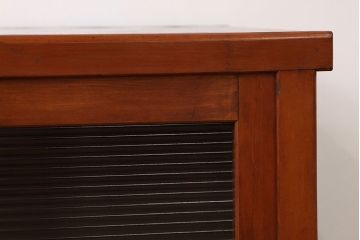 アンティーク家具　アンティーク　古い木のモールガラスローボード(リビングボード)