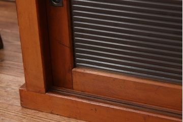 アンティーク家具　アンティーク　古い木のモールガラスローボード(リビングボード)