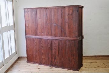 アンティーク家具　極上!古い欅材の重厚な二段重ね収納箪笥