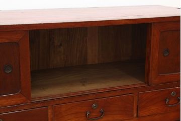 アンティーク家具　アンティーク　前欅アイアンスタンド付きローボード(鉄脚・箪笥・リビングボード)