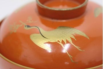 アンティーク　大正〜昭和初期!古い蒔絵の木製お椀10客