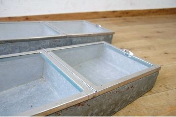アンティーク雑貨　美品!古い駄菓子屋のレトロなブリキガラスケース2個セット