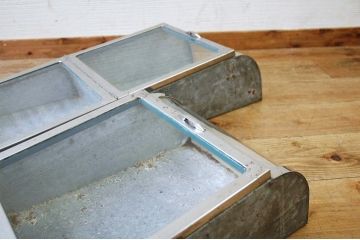 アンティーク雑貨　美品!古い駄菓子屋のレトロなブリキガラスケース2個セット