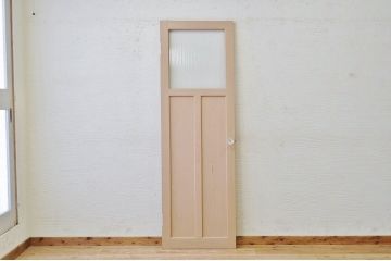 古いペイントのガラスドアノブの銀モールガラスドア(扉)7