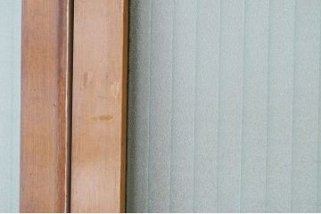 アンティーク　シャビーなペイントのレトロな銀モールガラス引き戸2枚セット(3)