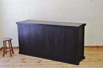アンティーク家具　味のある横桟時代箪笥サイドボード(水屋箪笥)