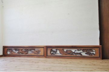 古い彫刻家欄間2枚セット1