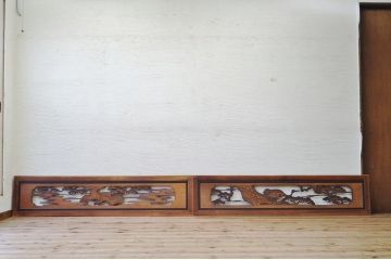 古い彫刻家欄間2枚セット1