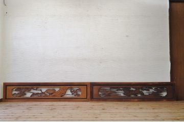 古い彫刻家欄間2枚セット1
