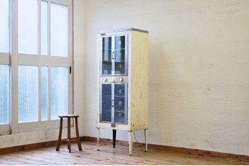 アンティーク家具　古い美容室の和製アンティークの消毒器(ケビント)
