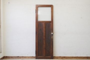 古い木の使い込まれたガラスドアノブ銀モールガラス扉5