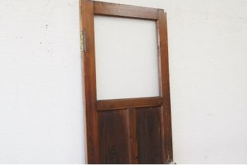 古い木の使い込まれたガラスドアノブ銀モールガラス扉5