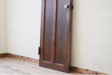 古い木の使い込まれたガラスドアノブ銀モールガラス扉5