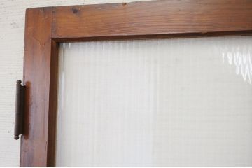 古い木の使い込まれたガラスドアノブ銀モールガラス扉5