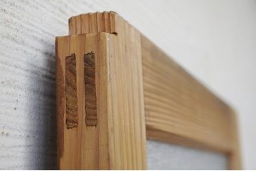 古い木の使い込まれたガラスドアノブ銀モールガラス扉5