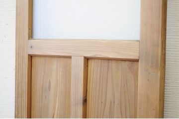 古い木の使い込まれたガラスドアノブ銀モールガラス扉5