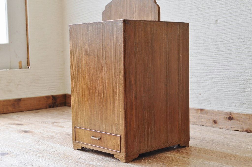 アンティーク雑貨　アンティーク 古い木の引き出し付き三味線立て