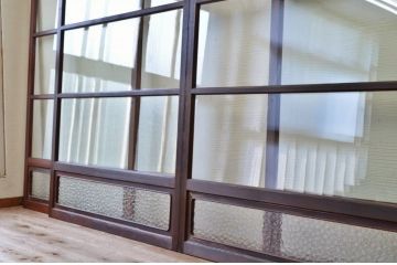 古民具　特注品漆塗りの上質なガラス戸1　4枚セット