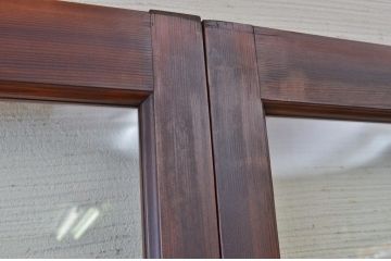 古民具　特注品漆塗りの上質なガラス戸1　4枚セット