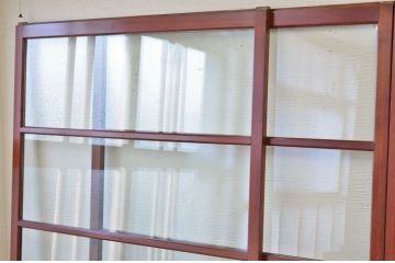 古民具　特注品漆塗りの上質なガラス戸1　4枚セット