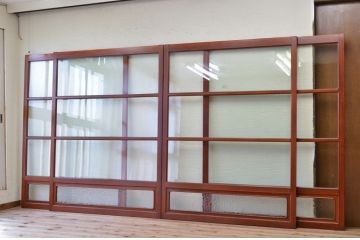 古民具　特注品漆塗りの上質なガラス戸2　4枚セット