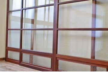 古民具　特注品漆塗りの上質なガラス戸2　4枚セット