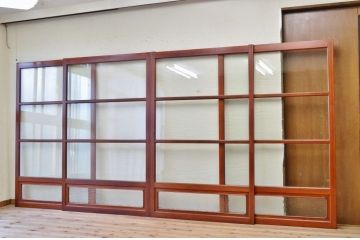 古民具　特注品漆塗りの上質なガラス戸4　4枚セット