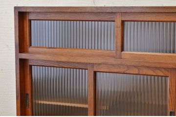 アンティーク家具　前面欅!モールガラスアンティーク収納棚(食器棚)