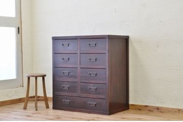 アンティーク家具　古民具　骨董　明治時代味のある九杯引き出し時代箪笥