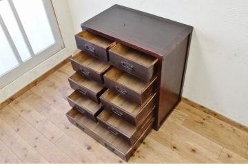 アンティーク家具　古民具　骨董　明治時代味のある九杯引き出し時代箪笥