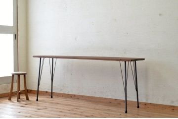 アンティーク家具　☆古い一枚板の鉄脚テーブル1　(机、作業台)